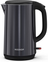 ROZKOP Electric Tea Kettle Double Wall 304 Stainless Steel 1.7L Hot Water - £19.77 GBP