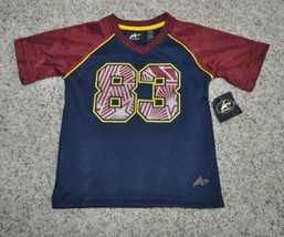 Boys Shirt Short Sleeve Athletech Sports #83 Blue Red Athletic V-neck Te... - $6.93
