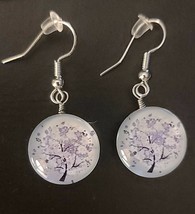 Acrylic Ball ~ Purple Tree Earrings ~ Silver Alloy ~ 1.5&quot; Drop Dangle Earring - £11.76 GBP