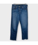 LEVI’S high waisted button fly raw hem straight leg jeans size 28 - €28,81 EUR