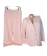 Alfred Dunner Womens Blush Pink Peach Pantsuit Blazer 14 &amp; Pants 16P Sho... - $34.64