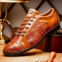 Bari Genuine Lizard Fashion Sneaker Dress Shoes Cognac image 10