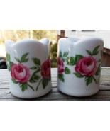 ~~ Pair Of Vintage Pink Roses Porcelain Candle Holders Funny Design W. G... - $5.00