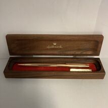 Hallmark Mechanical Pencil 1/20 14K Gold Filled Casing &amp; Wooden Box WRIT... - $29.65