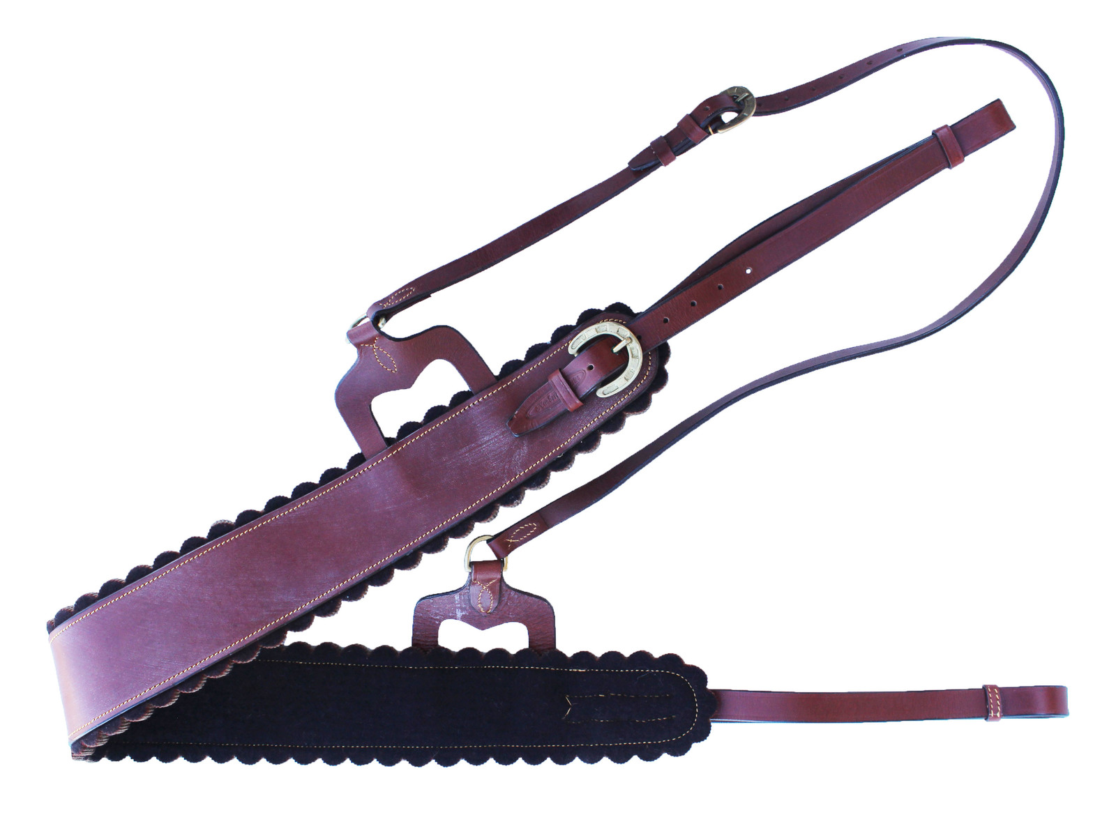 Full Horse Australian Wool Felt Brown Leather Western Breastplate 110BP2... - $44.54