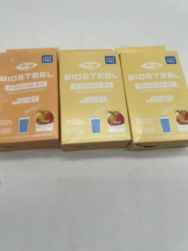 (3) BIOSTEEL ESSENTIAL  HIDRATION MIX SUGAR FREE PEACH MANGO FLAVOR 7 PACKS - $12.99