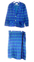Cricket Lane Blue and Green Tartan Plaid Jacket and Skirt Set Business S... - $112.50