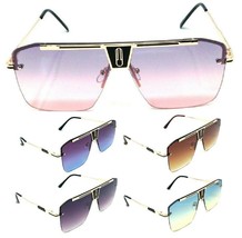 SQUARE RIMLESS ONE PIECE SHIELD LENS AVIATOR SUNGLASSES RETRO DESIGNER F... - $6.95