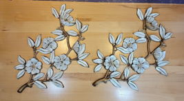 Vintage Syroco  Dogwood Branch Flowers  Wall Plaque Pair Mid Century Oriental - £54.92 GBP