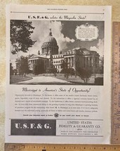 Vintage Print Ad USF&amp;G Magnolia State Jackson MS New Capitol 1940s 13.5&quot;... - £9.96 GBP