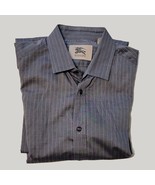 Burberry Men Dress Shirt Size 16 (22x31x25&quot;) Gray Stripes - £74.97 GBP