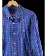 Vineyard Vines Whale Shirt Mens Size L Blue Plaid Button Up Preppy Acade... - $873.80 MXN