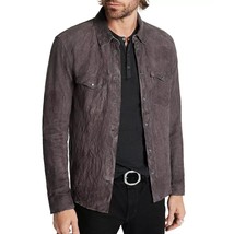 John Varvatos Collection Men&#39;s Mason Western Snap Suede Shirt Jacket Pur... - $298.12