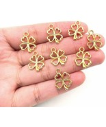 100 Shamrock Charms Clover Charms Miniature Charms 4 Leaf Gold Good Luck... - $17.81
