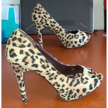 Cheetah Women&#39;s Shoes Sz. 6 open toe stiletto high heel Suede. - $36.76