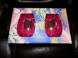 Lilly Pulitzer Stemless Wine Glasses - Off The Grid Herd That  NEW - £26.03 GBP