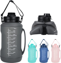 Collapsible Water Bottles, 2L/64OZ Travel Water Bottle Bottle with Straw, Half G - £22.11 GBP