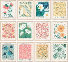 Anydesign 12Pcs Flower Market Poster Abstract Flower Market Wall Art, Unframed - £27.04 GBP