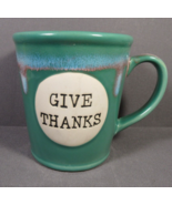 Give Thanks Coffee Tea Mug Boston Warehouse Trading Corp Teal 4&quot; - $5.77