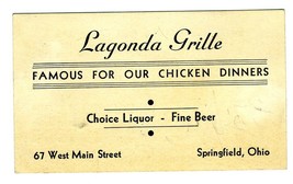 Lagonda Grille Springfield Ohio Business Card &amp; Mistic Age Calendar - £17.08 GBP