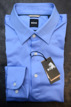 HUGO BOSS Uomo Hank Hbd Slim Fit Blu Pastello Cotone Polo M 39 15.5 - $71.27