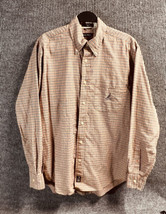 VTG Nautica Shirt Mens Medium Orange Plaid Button Down Collared Long Sleeve - £13.02 GBP