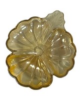 Jeanette Carnival Glass Orange Marigold Peach Luster Flower Relish Candy Dish - £11.00 GBP