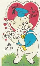 Vintage Valentine Card Pig Plays Flute From Three Little Pigs Disney Unused - $7.91