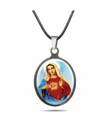 VIRGIN MARY NECKLACE Stainless Color Pendant Catholic Saint Immaculate H... - $130.11 MXN