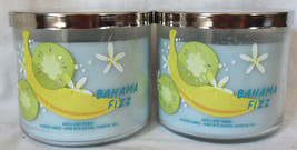 Bath &amp; Body Works 3-wick Scented Candle Lot Set of 2 BAHAMA FIZZ kiwi pineapple - £49.92 GBP