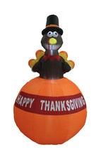 6 Foot Tall Thanksgiving LED Inflatable Turkey on Pumpkin Yard Party Decoration - £47.45 GBP