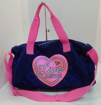 Live Justice Navy Blue Quilted Bag Bright Pink Live Justice Heart Logo, ... - £15.77 GBP