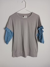 Laurie Felt French Terry Ruffle Shirt Gray Women&#39;s Size XS - $326.46 MXN