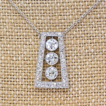 2.5Ct Round Cut CZ Diamond ThreeStone Pendant 14K White Gold Finish 18&quot;Chain - $178.49