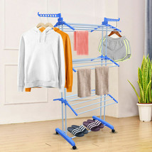 3-Layer Laundry Clothes Drying Rack Folding Iron Dryer Hanger Organizer Outdoor - £49.82 GBP