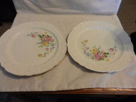 Pair of Antique Homer Laughlin China Dinner Plates 1922 Multicolored Flower  - £64.95 GBP