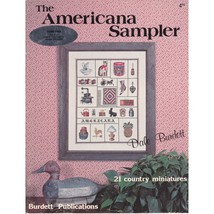 Vintage Cross Stitch Patterns, The Americana Sampler, 21 Country Miniatures - £11.42 GBP