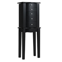 Jewelry Armoire with Top Flip Mirror and 4 Drawers - Color: Black - $205.08 CAD
