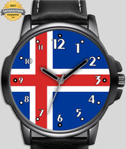 Flag Of Iceland Unique Stylish Wrist Watch - $54.99