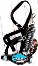 Horse Noseband Tack Bronc Leather HALTER Tiedown Lead Rope Rodeo Blue 28... - $39.59