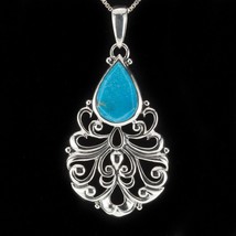 Amazing Turquoise Sterling Silver Pendant 64 mm Long - £92.50 GBP