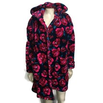 Betsey Johnson XS Red Rose Fleece Plush Hooded Bathrobe NO BELT - £23.88 GBP