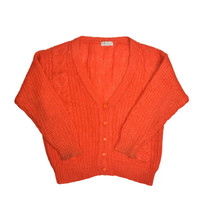 Justine Todd Mohair Blend Cardigan Sweater Womens M Orange Cable Knit - £21.25 GBP