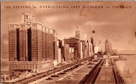 Vtg Postcard, The Stevens, Overlooking Lake Michigan, Chicago, PM 1940 - £5.03 GBP