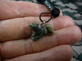 (an-lion-1) LION GRAY MARBLE carving Pendant NECKLACE FIGURINE gem - £6.05 GBP