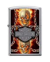Stunning Harkey Davidson Skull Fire &amp; Chains Zippo Lighter - $31.30