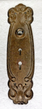 Antique Doorknob Keyhole Metal Cover Scrolly Rusty Door Plate - $18.32