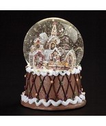 7&quot;H LIGHTED MUSICAL SWIRL GINGERBREAD TOWN DOME; 120MM - $128.65