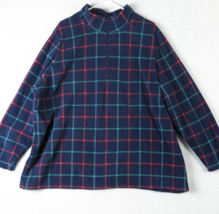 D&amp;Co Womens Fleece Pullover Jacket Plaid Size 2X Polyester Blue - $24.68