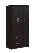 Brown Finish Armoire Wooden Wardrobe Storage Cabinet Closet Drawers Organizer - £547.29 GBP